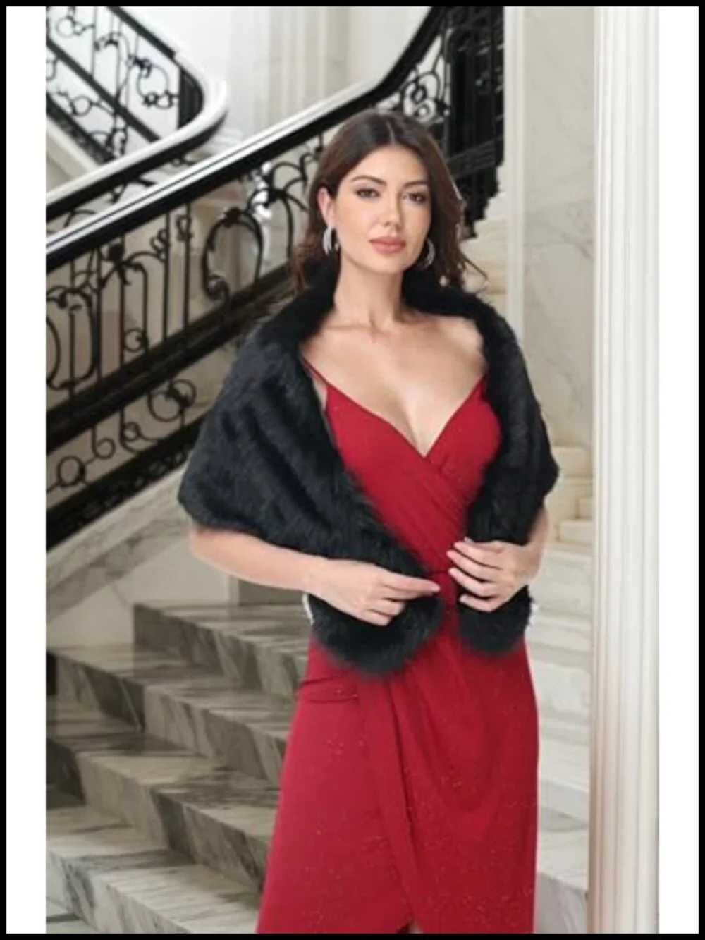 Luxury Faux Fur Shawl Wrap Women Winter Warm Stole Scarf Party Neck Warmer